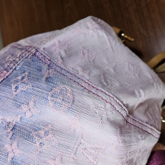 Auth Louis Vuitton Sunshine Pm Burgundy and Blue Denim Jean Cross body Bag - Picture 8 of 15